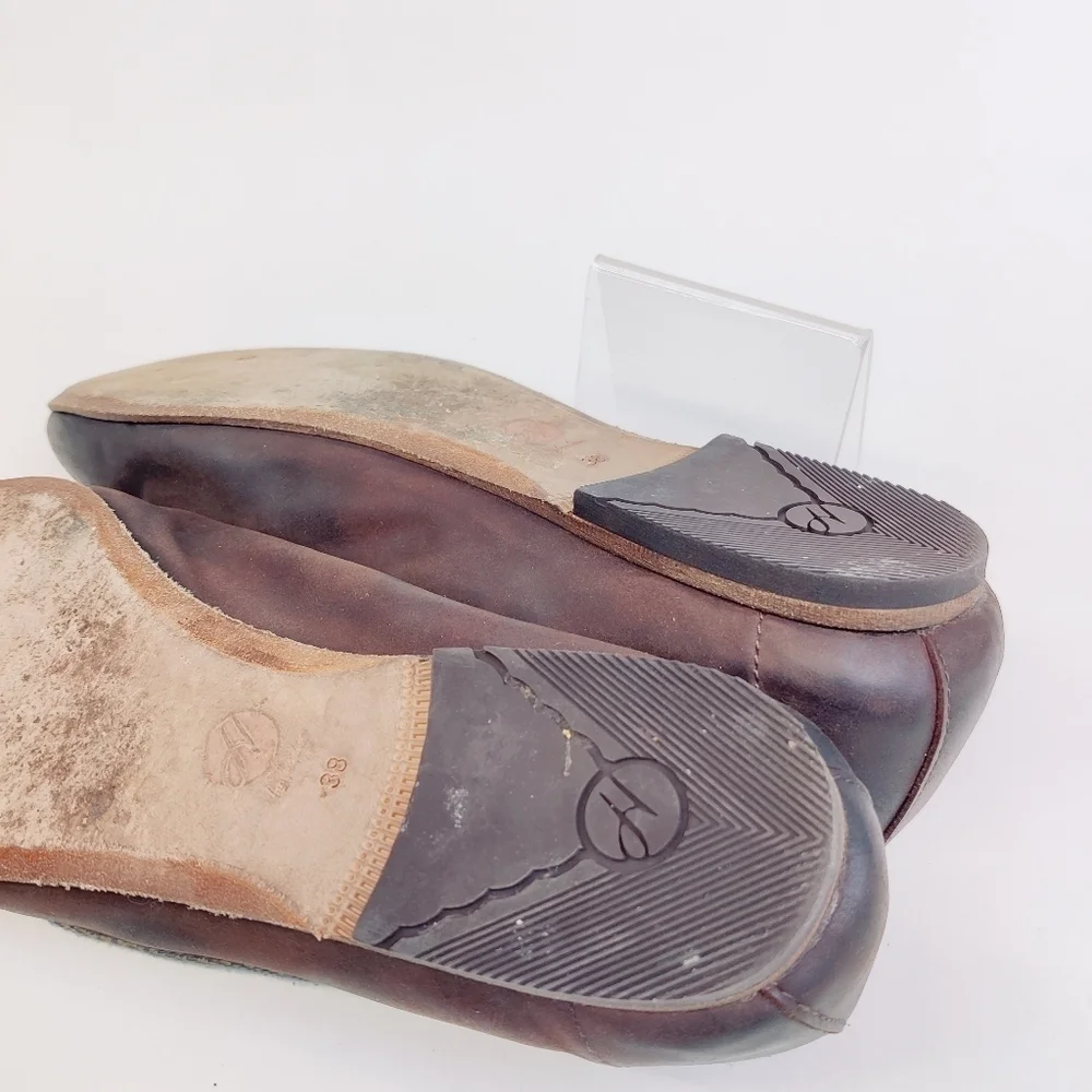 H by Hudson Brown Leather Flats Sz 38